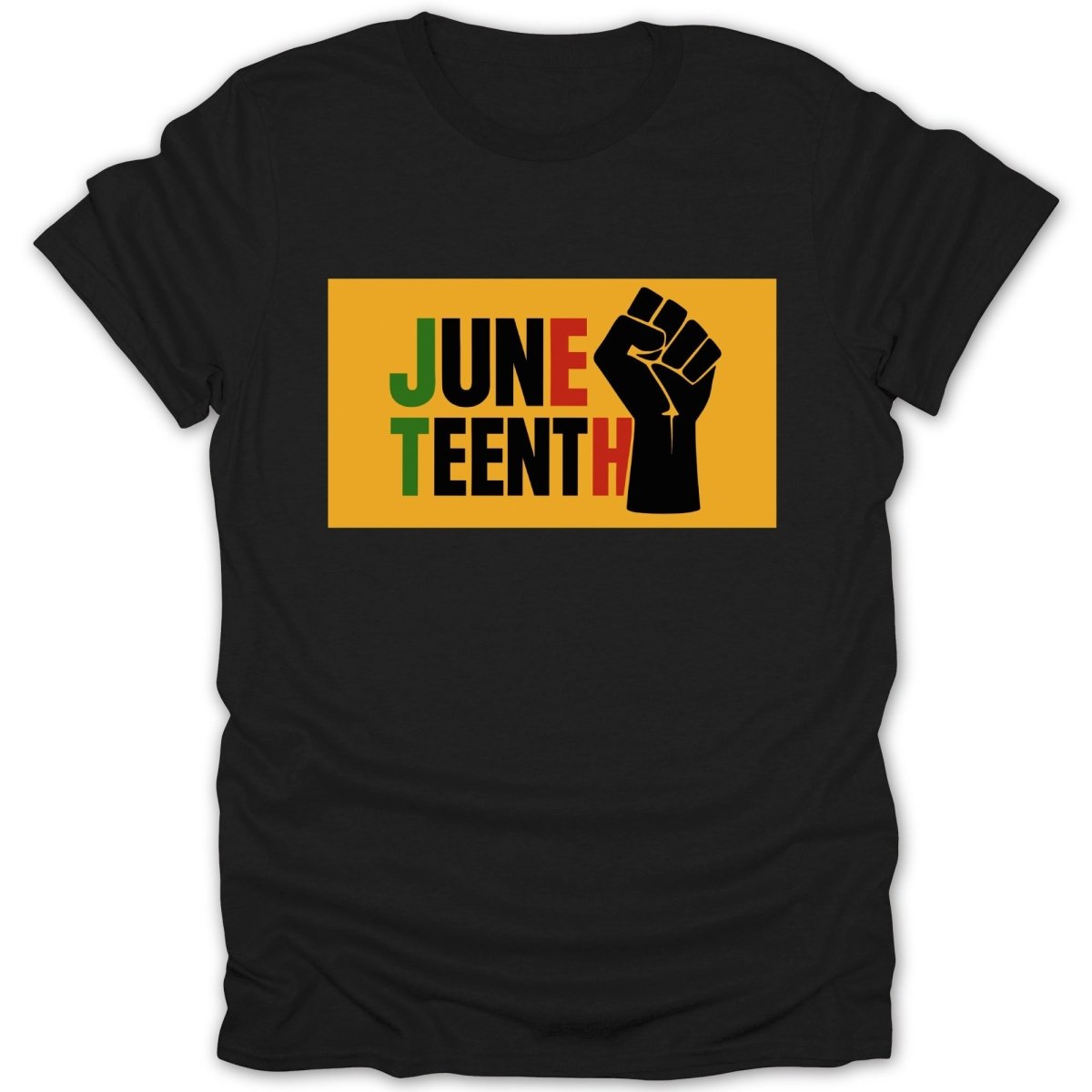 Juneteenth Gold Banner Fist Tee - Zion Threadz