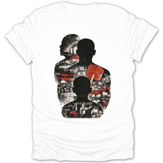 Powerful Silhouette Collage Graphic T-Shirt Artwork