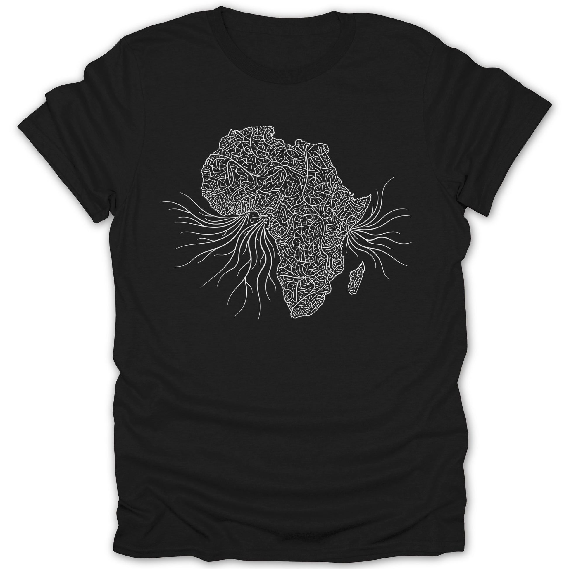 Detailed African Continent Design Black T-shirt