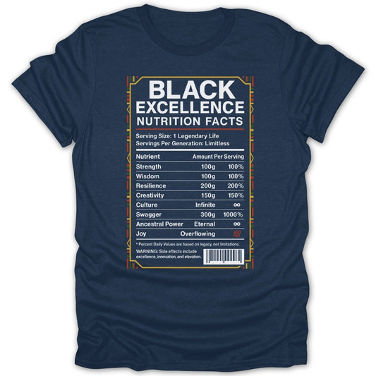 Black Excellence Nutrition Facts Tee - Zion Threadz
