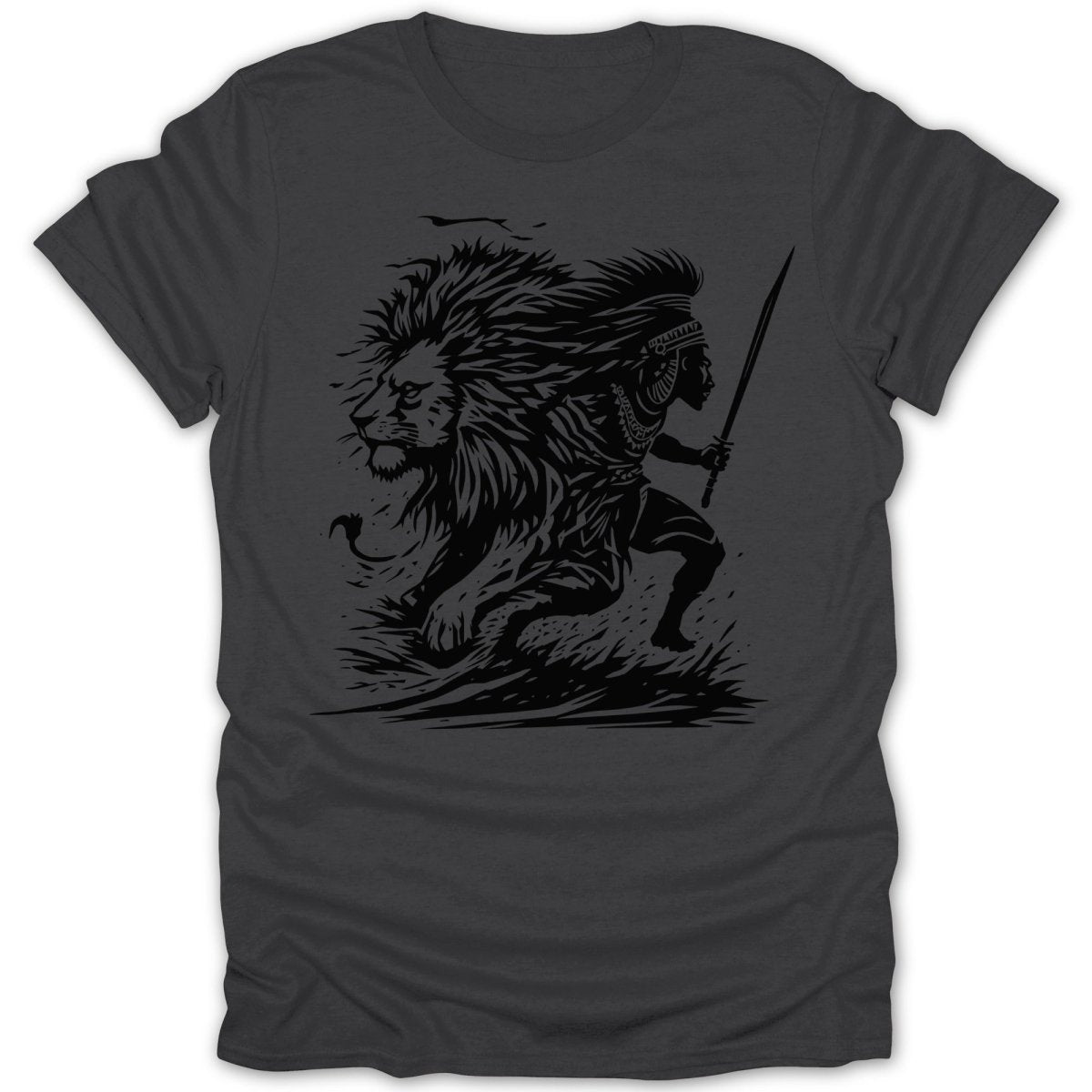 Lion and Warrior Silhouette Tee - Zion Threadz