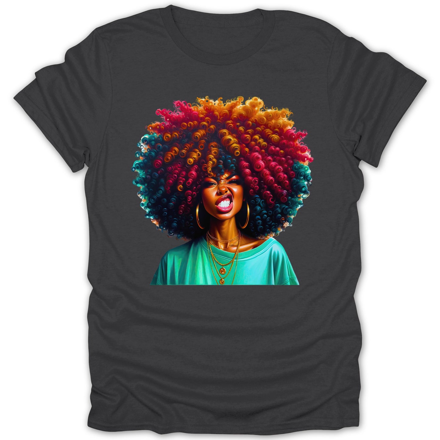 Vibrant Afro Girl Graphic Tee Shirt Fashion product type