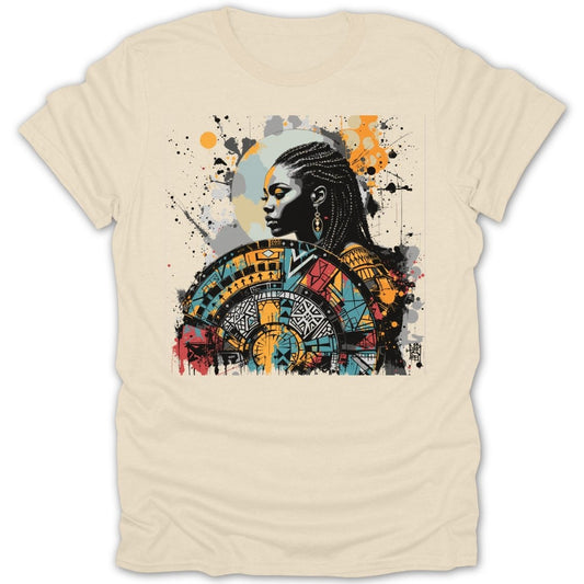 Shielded African Woman Graffiti Art Tee - Zion Threadz