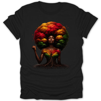 Vibrant Afro Tree Roots Graphic Black T-shirt product