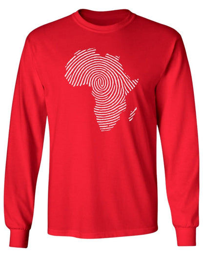Africa Fingerprint BW Long Sleeve Tee - Zion Threadz
