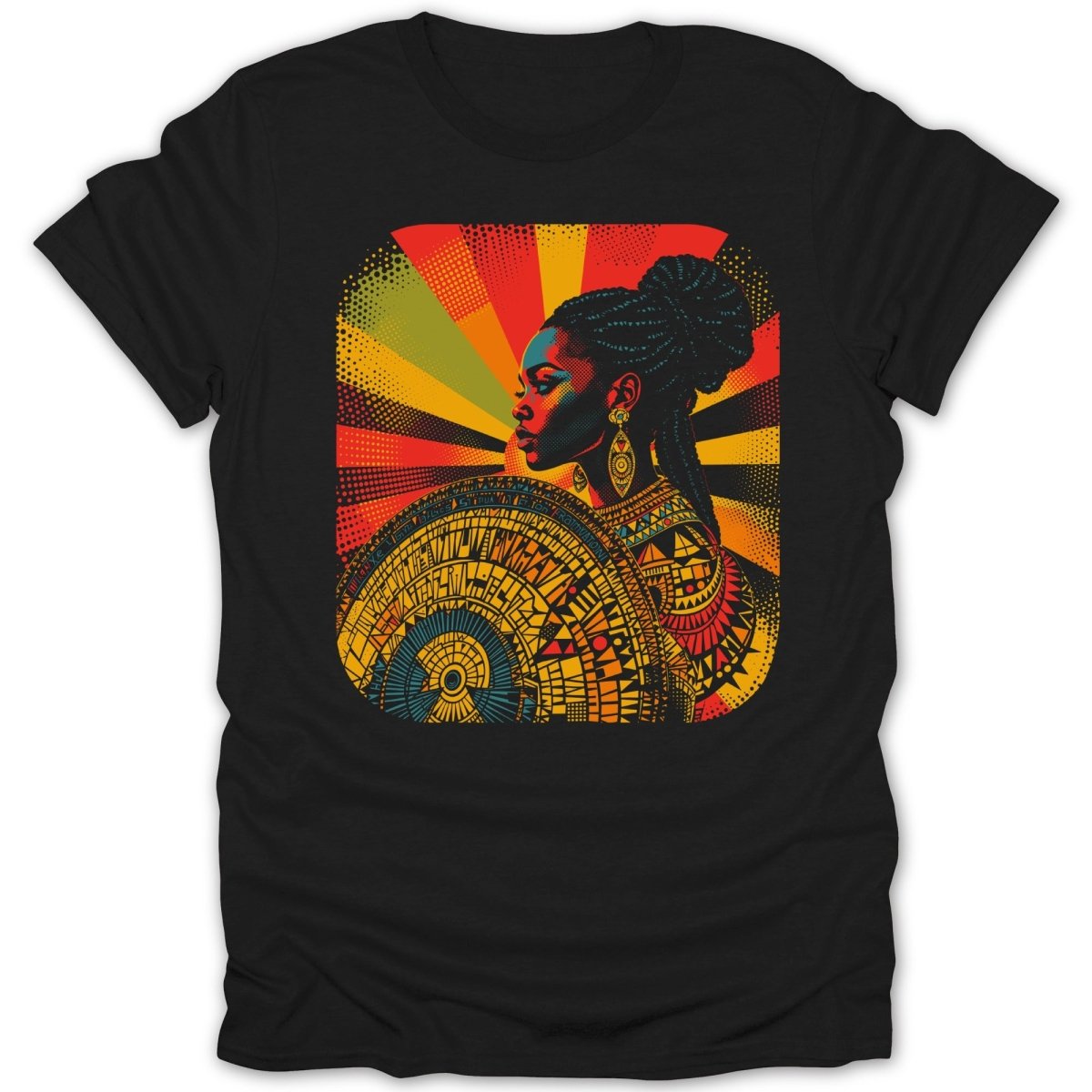Shield Woman with Abstract Tribal Pattern Tee - Zion Threadz