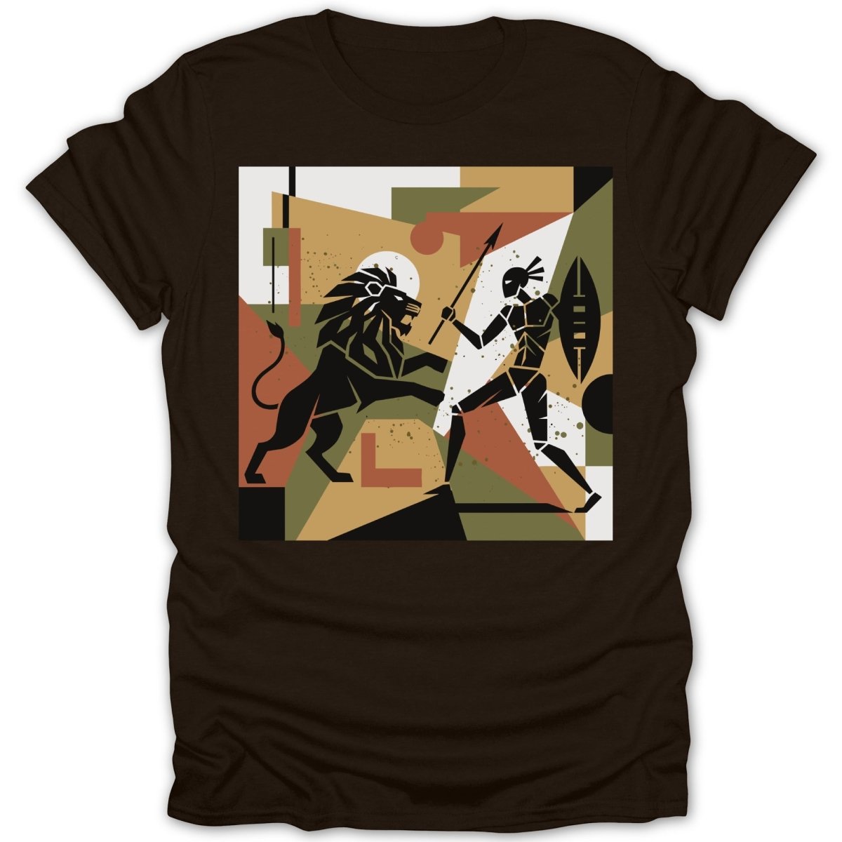 African Warrior Vs. Lion Abstract Tee - Zion Threadz