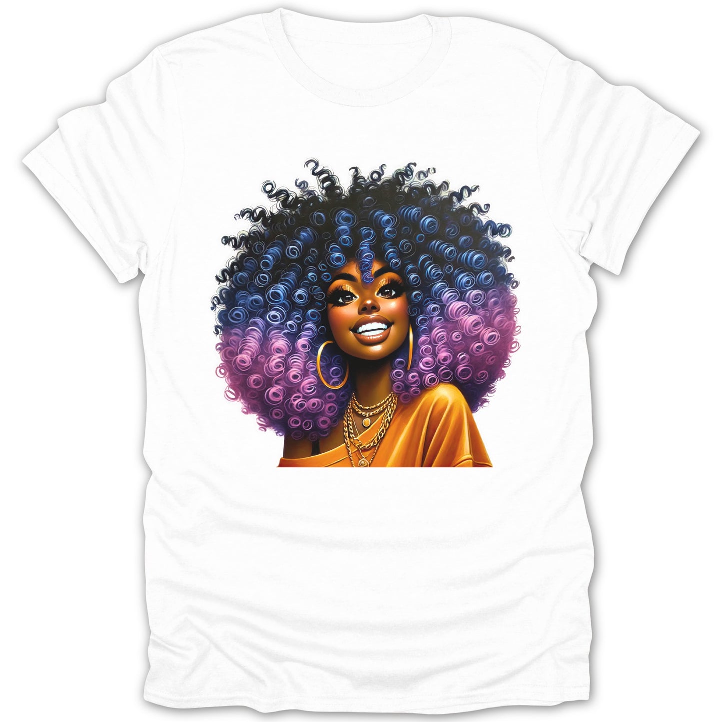 Vibrant Curly Haired Woman Graphic Tee product type
