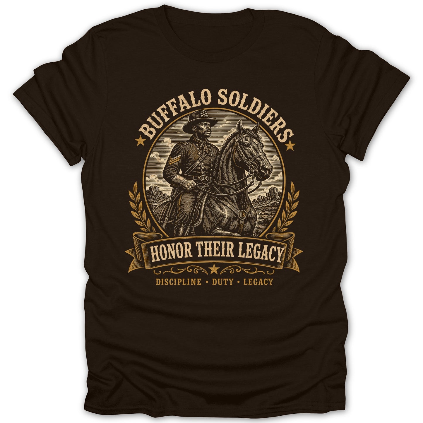 Buffalo Soldiers on horseback with text "Honor Their Legacy".