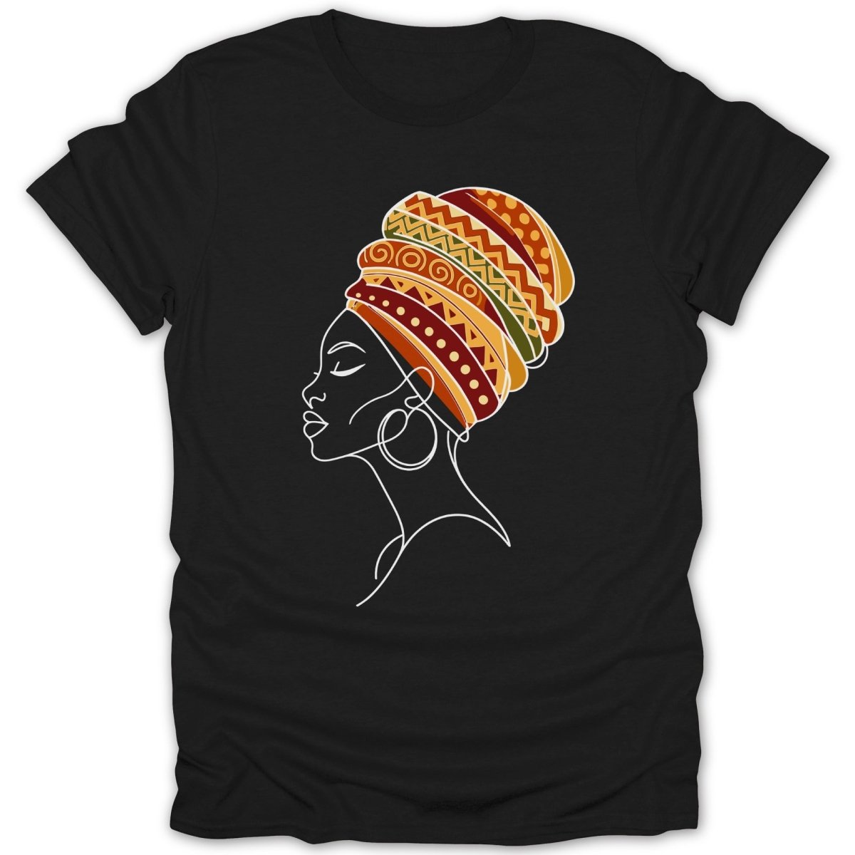 African Queen Colorful Head Wrap Tee - Zion Threadz