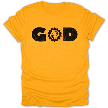 GOD with Gye Nyame Symbol Distressed Tee - Zion Threadz