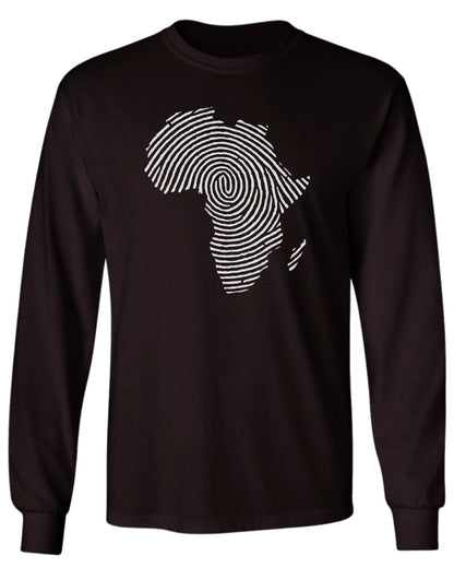 Africa Fingerprint BW Long Sleeve Tee - Zion Threadz