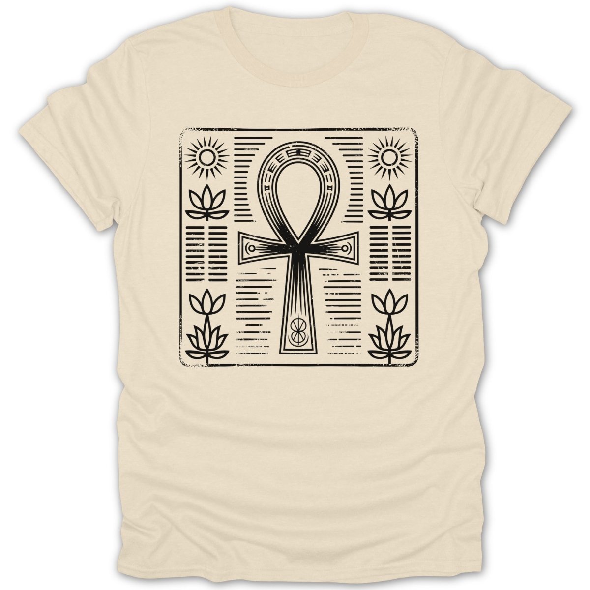 Ankh Egyptian Symbol Sun Lotus Tee - Zion Threadz