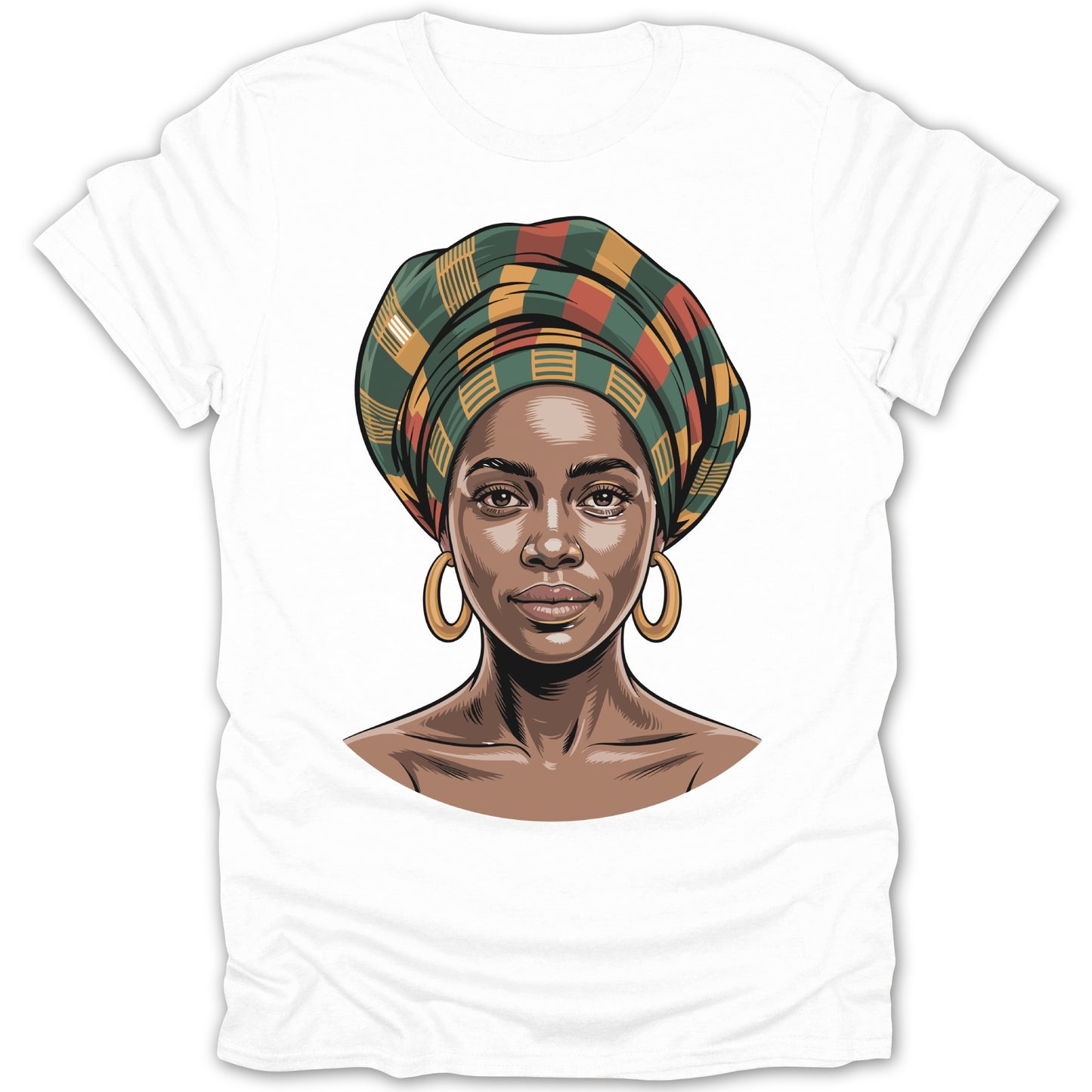 Unique Ethnic Art Headwrap Woman Graphic Print Shirt