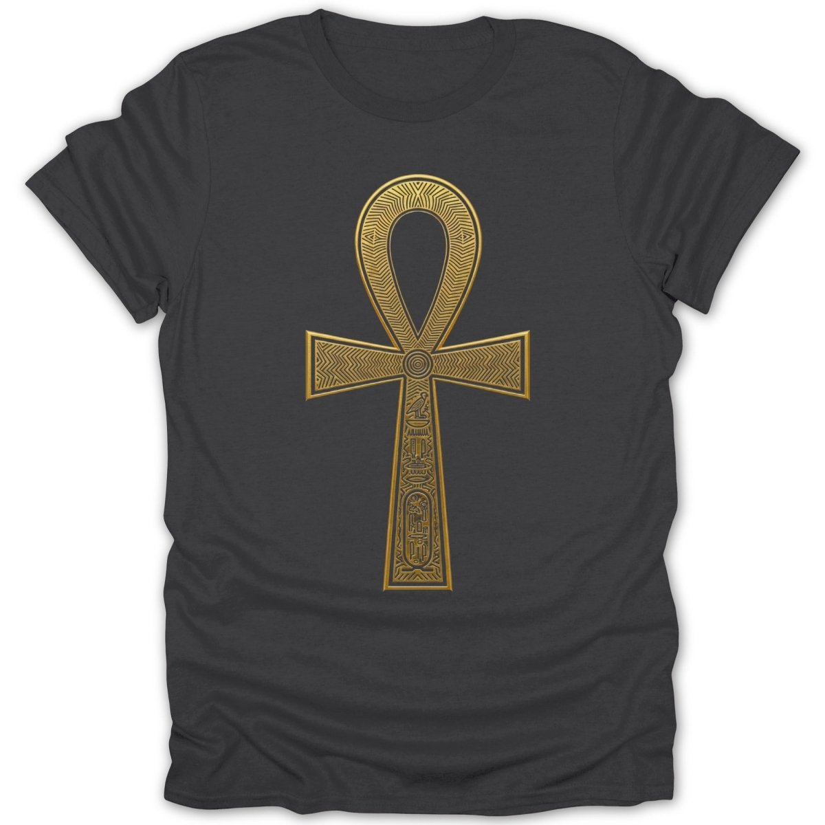 Golden Hieroglyphic Egyptian Ankh Tee - Zion Threadz