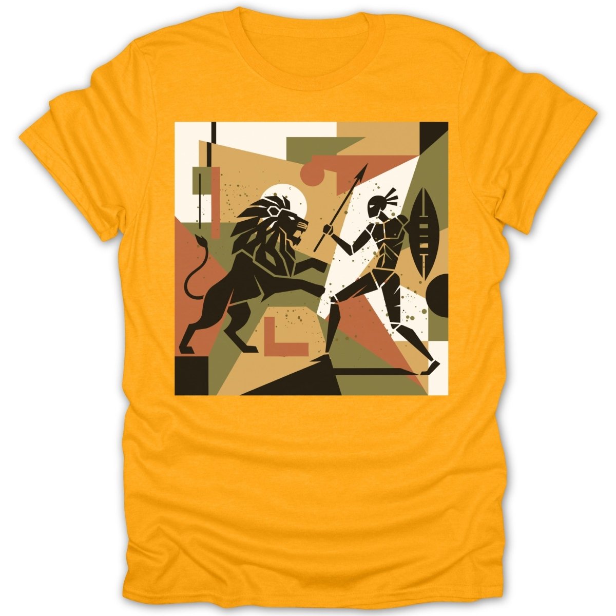 African Warrior Vs. Lion Abstract Tee - Zion Threadz