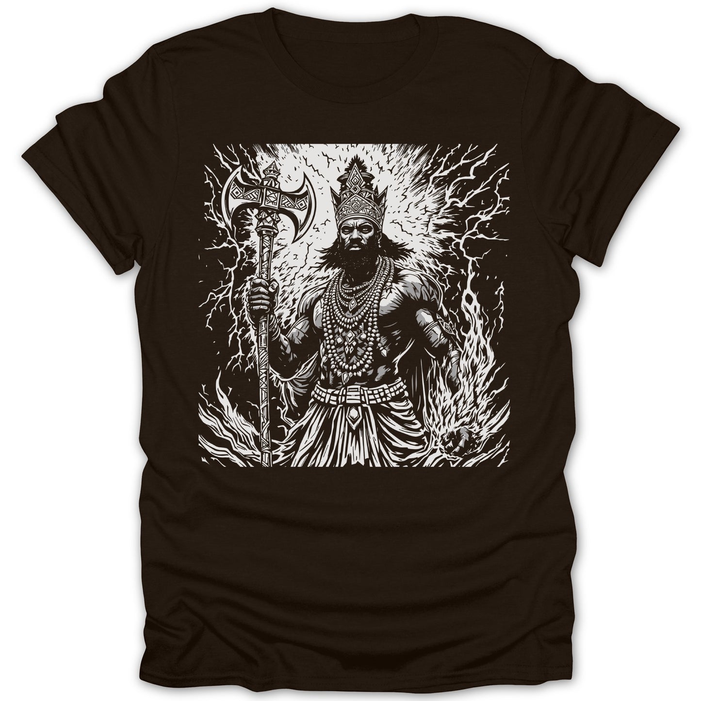Menacing Warrior with Axe Graphic Design T-Shirt