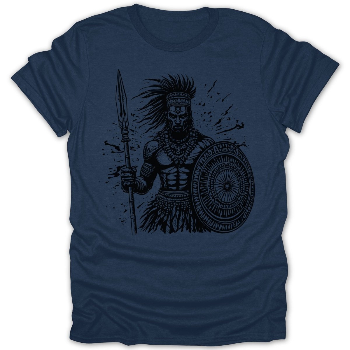 Tribal Warrior With Spear And Shield Tee - Zion Threadz
