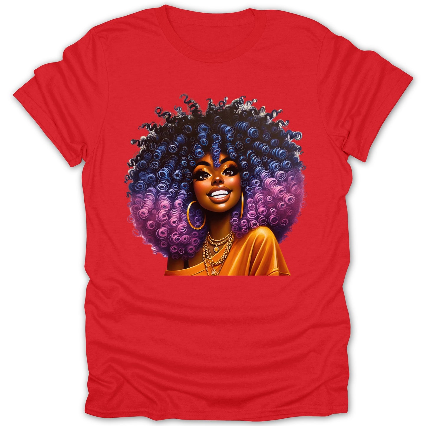 Colorful Curly Hairstyle Printed T-shirt product type