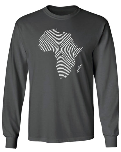 Africa Fingerprint BW Long Sleeve Tee - Zion Threadz