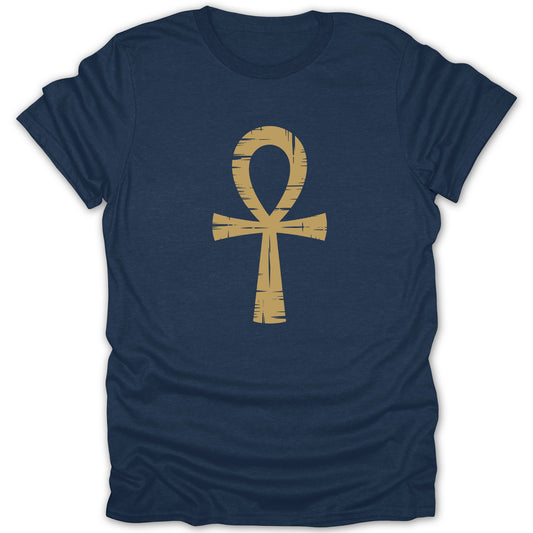 Distressed Ankh Egyptian Symbol Graphic Tee Shirt