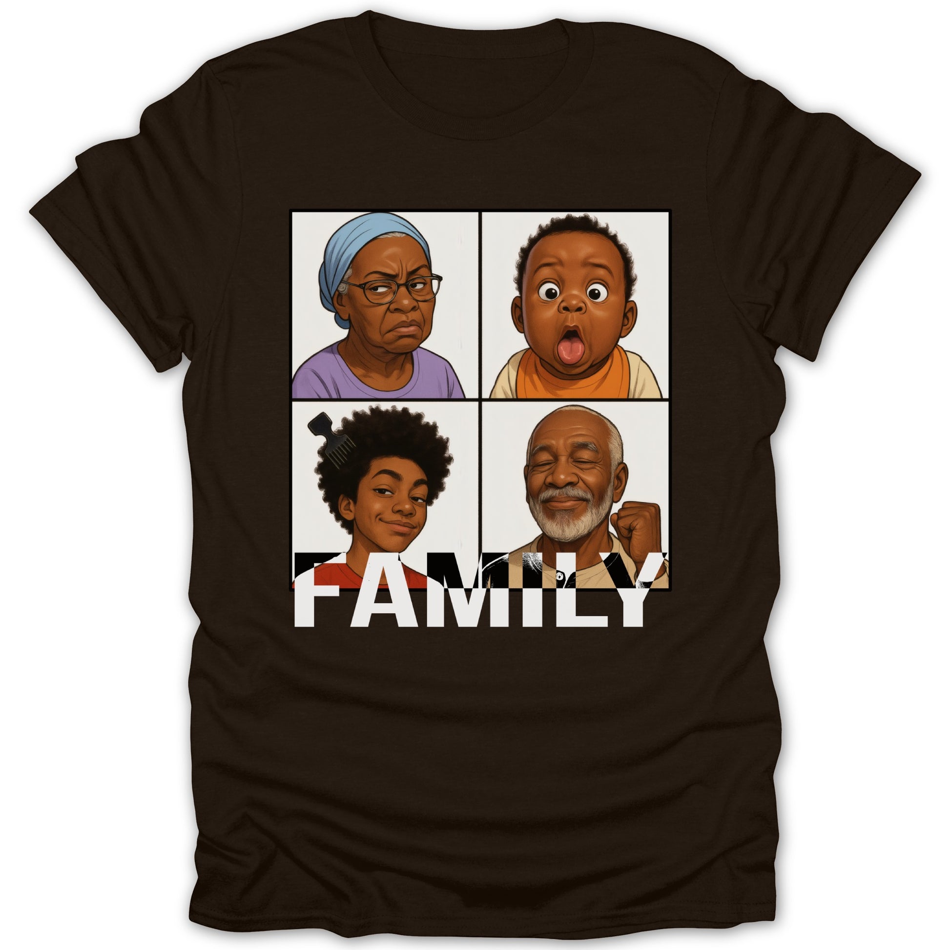 Family Compilation Faces Black T-shirt product