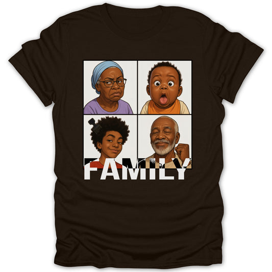 Family Compilation Faces Black T-shirt product