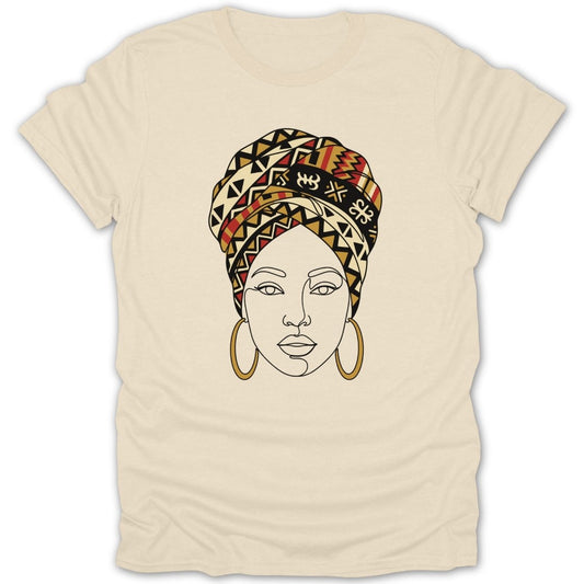 African Queen Adinkra Head Wrap Tee - Zion Threadz