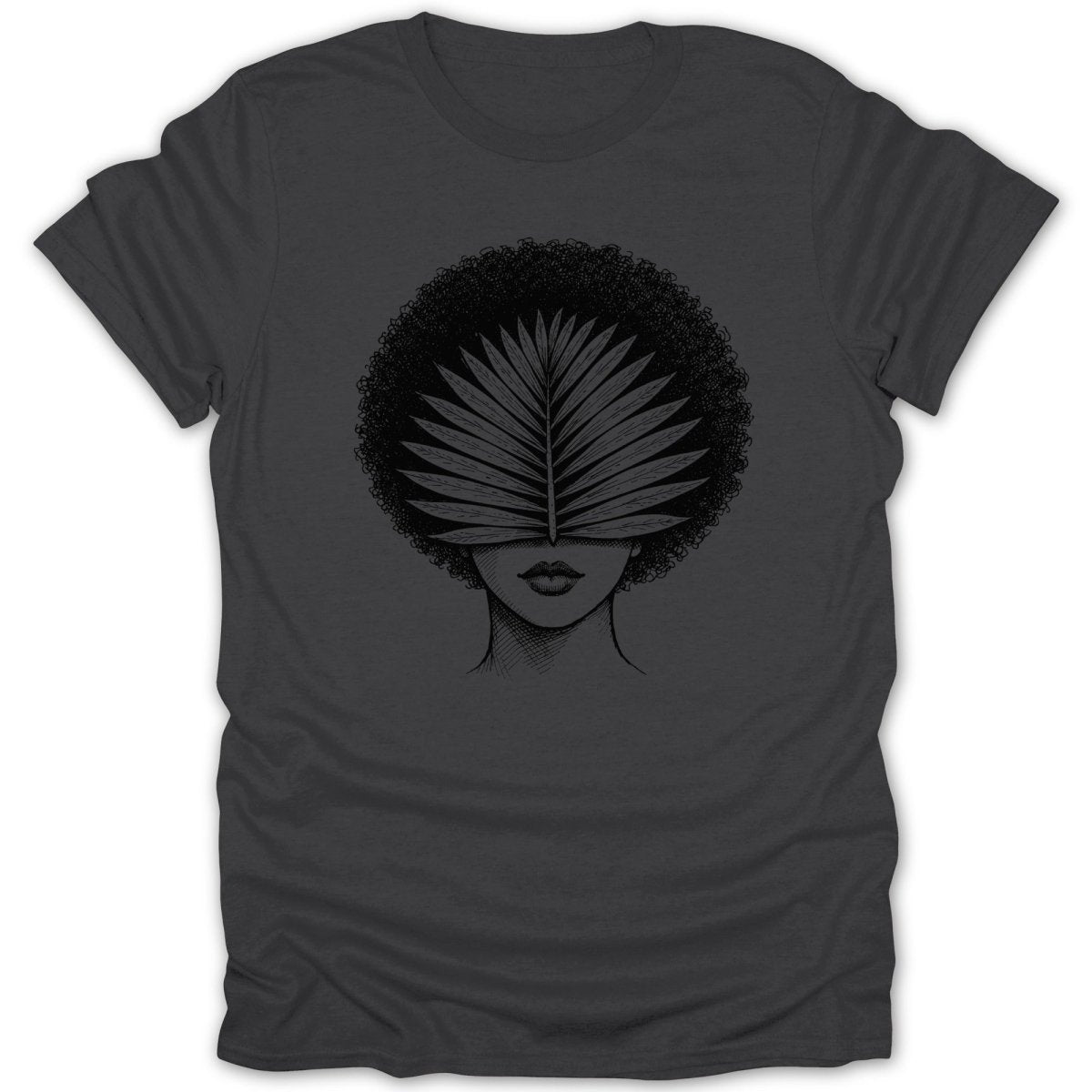 Afro Woman Palm Leaf Tee - Zion Threadz