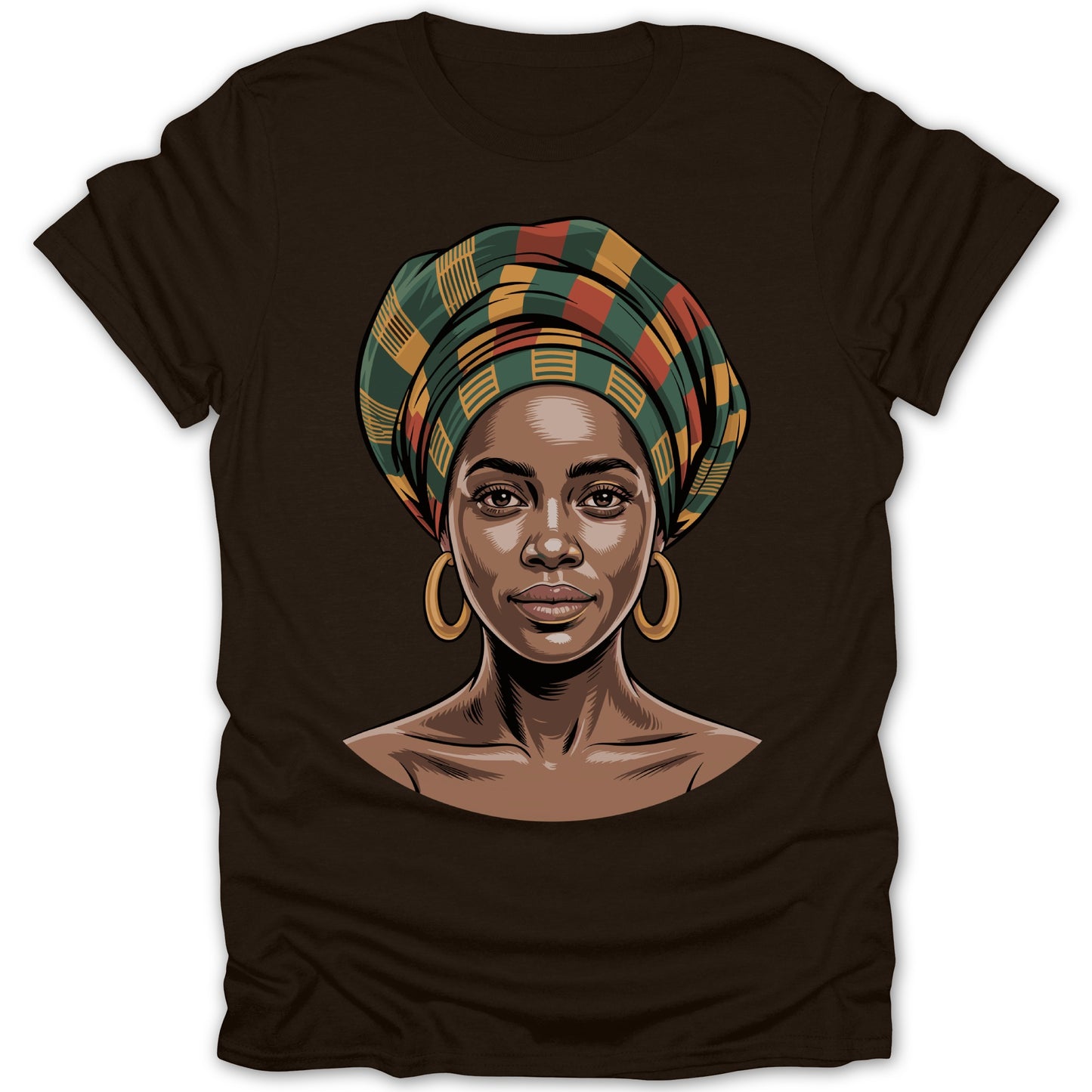 Bold African Headwrap and Earrings Graphic Tee Product