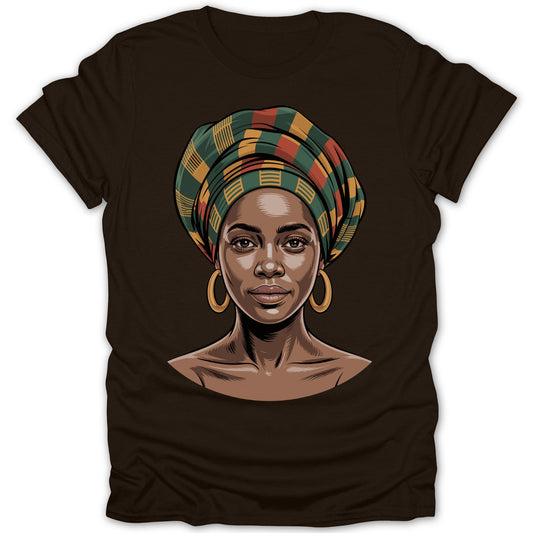 Bold African Headwrap and Earrings Graphic Tee Product
