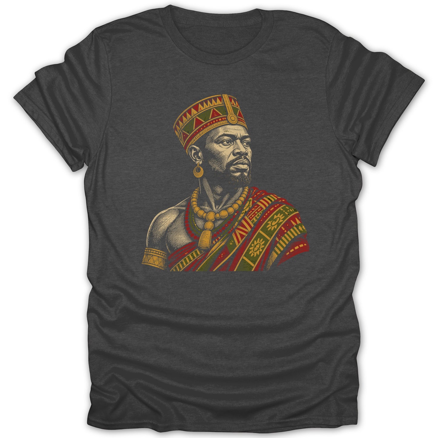 Illustration of a Black man in regal attire, looking to the right.