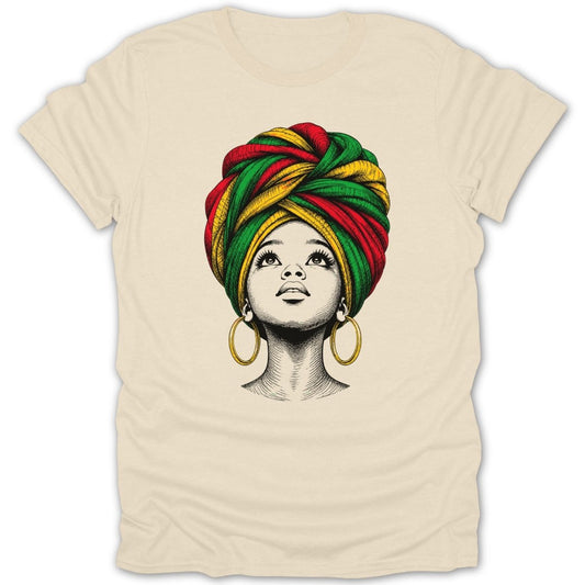 Juneteenth Afro Girl Headwrap Tee - Zion Threadz
