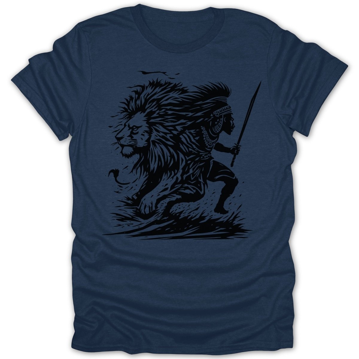 Lion and Warrior Silhouette Tee - Zion Threadz