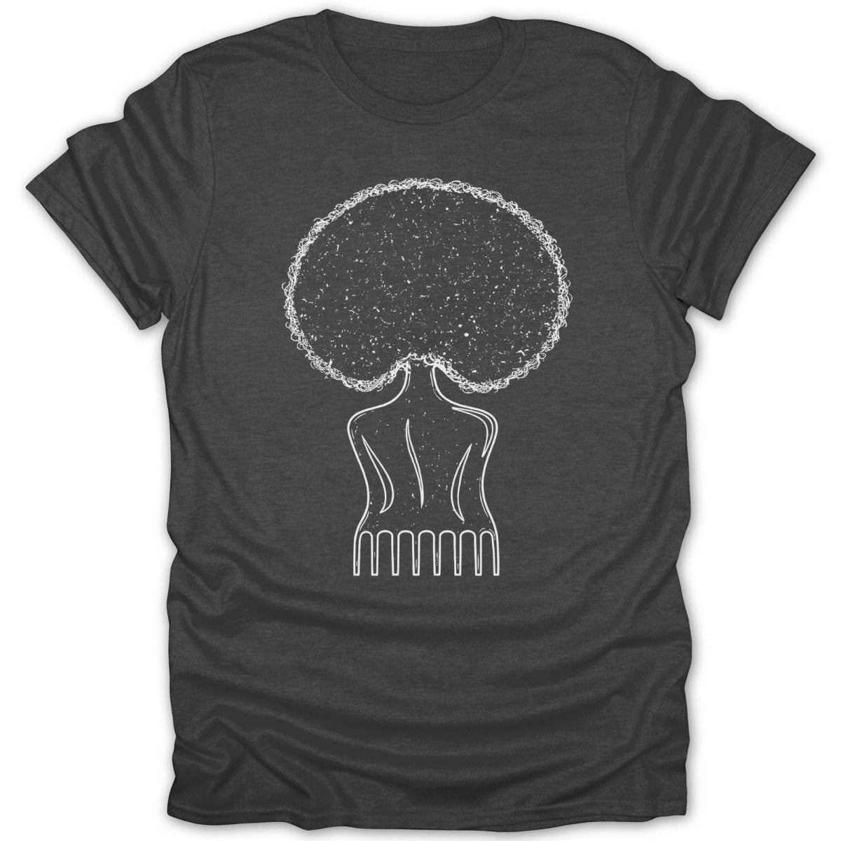 Afro Pick Girl Outline Tee - Zion Threadz