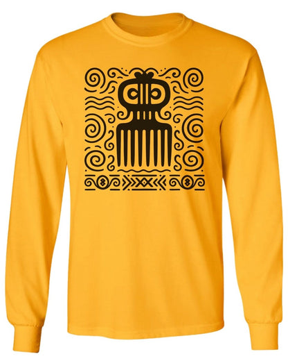 Adinkra Comb Pattern Long Sleeve Tee - Zion Threadz