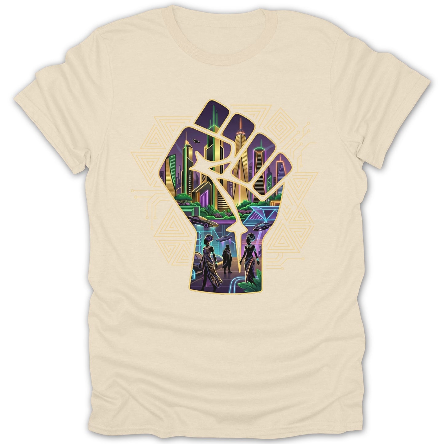 Futuristic Cityscape with Vibrant Colors T-Shirt