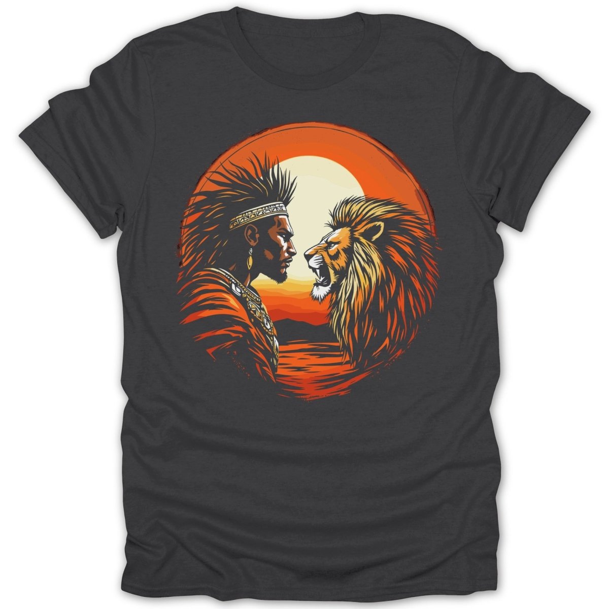 Warrior Lion Stare Sunset Tee - Zion Threadz
