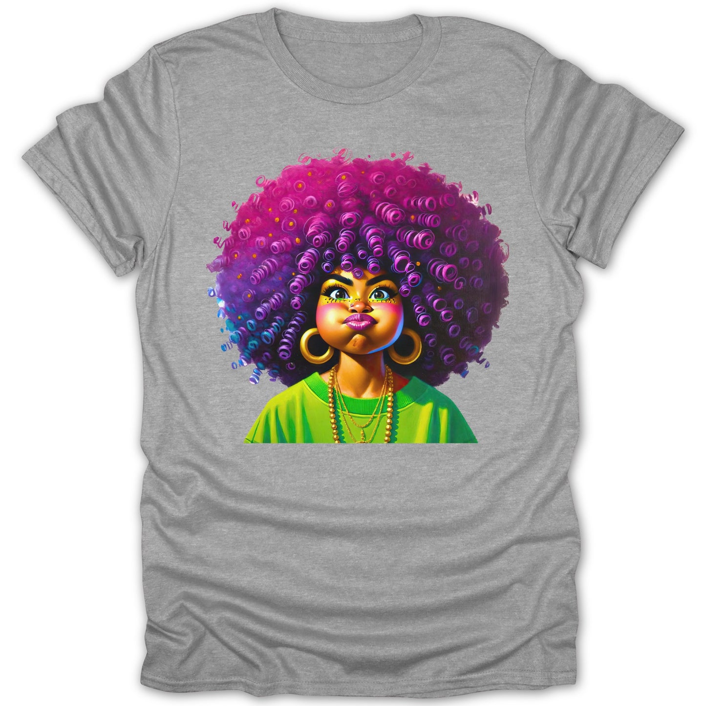 Colorful Afro Art Graphic on Gray Shirt product type