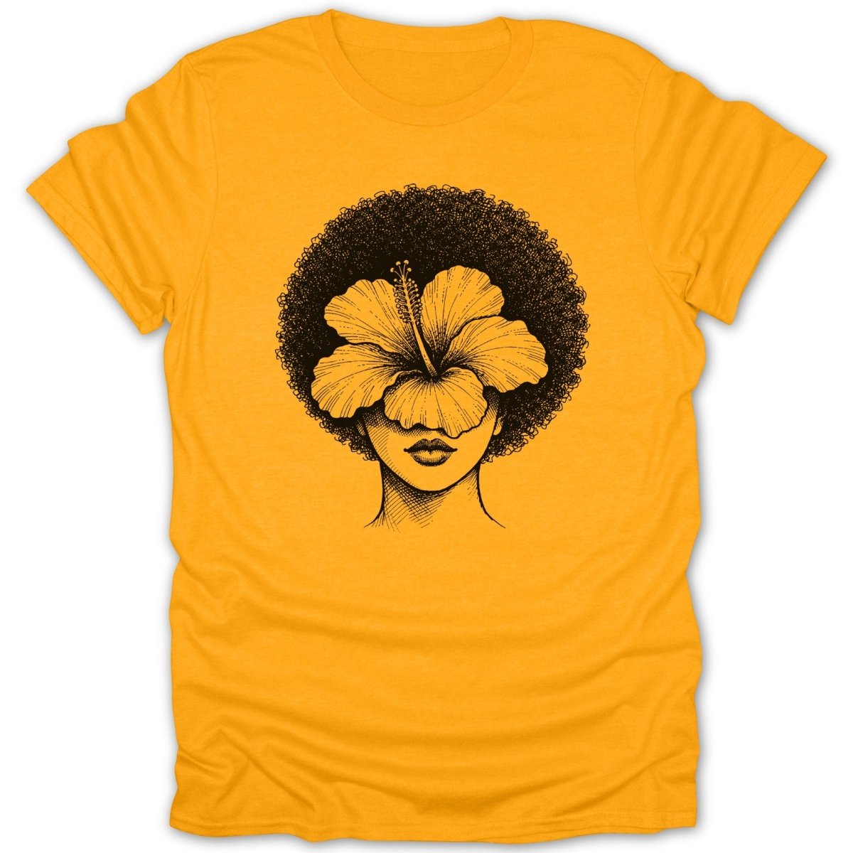 Afro Woman Hibiscus Tee - Zion Threadz