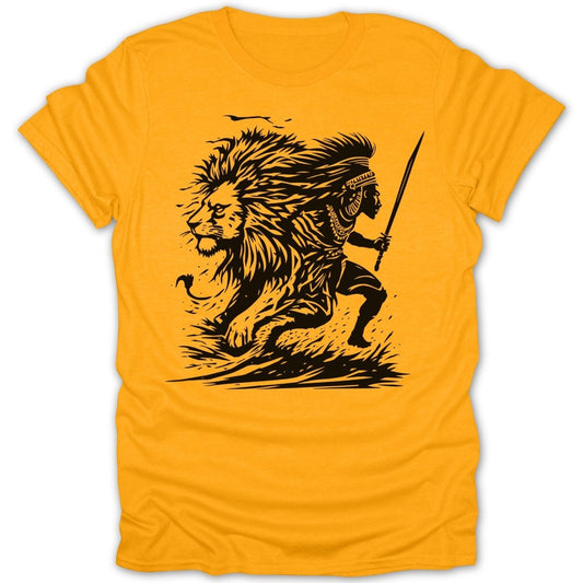 Lion and Warrior Silhouette Tee - Zion Threadz