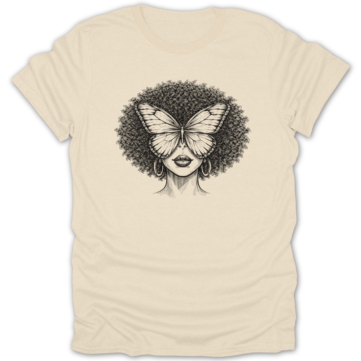 Afro Woman Butterfly Face Tee - Zion Threadz