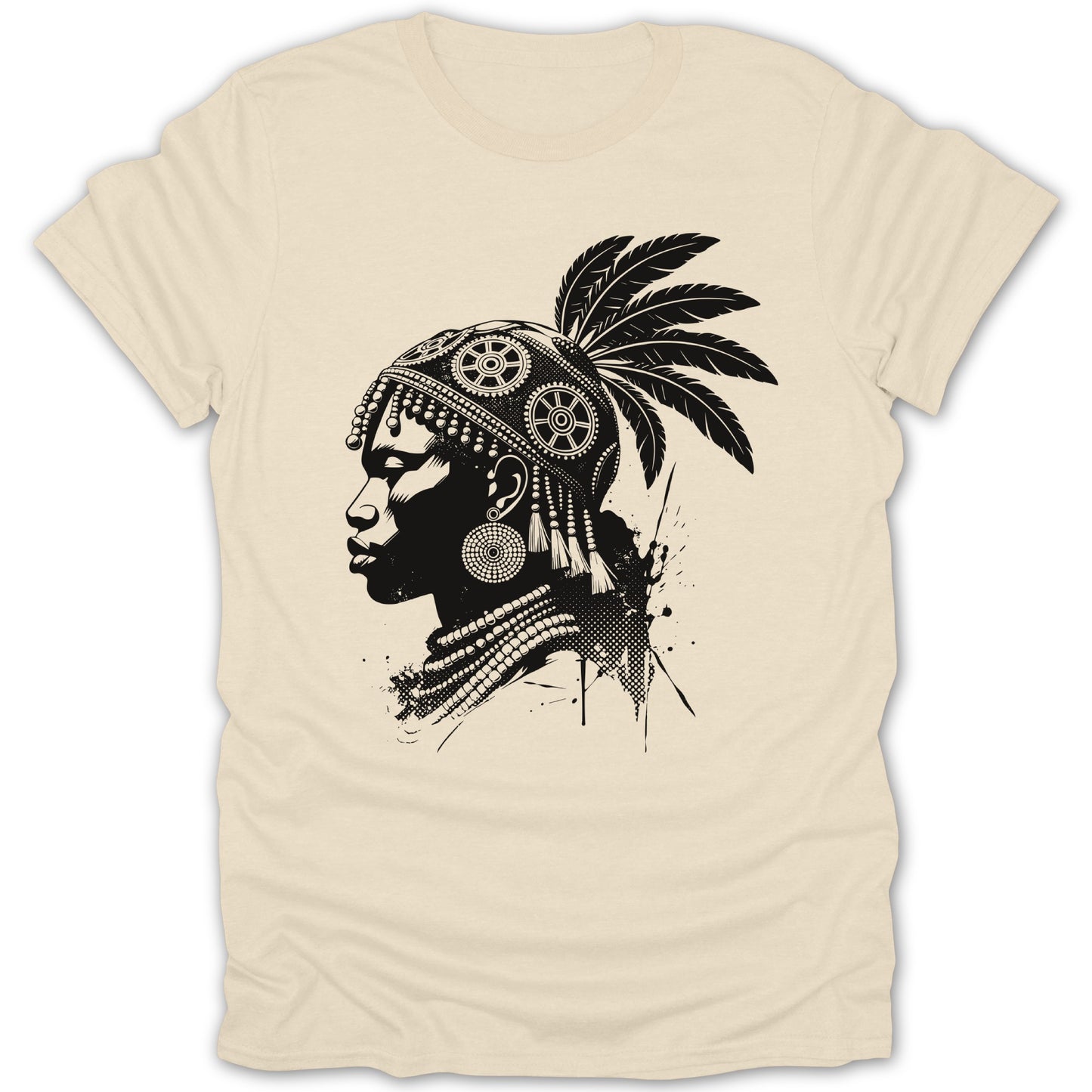Tribal Chief Silhouette with Feathers Art T-shirt