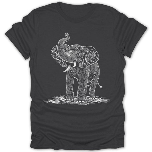 Ornate Elephant Line Art Tee - Zion Threadz
