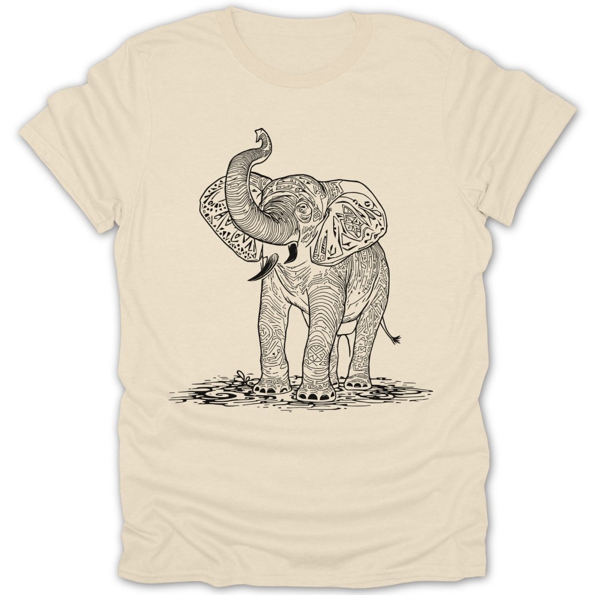 Ornate Elephant Line Art Tee - Zion Threadz