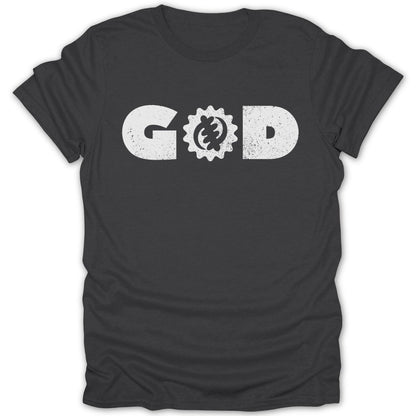 GOD with Gye Nyame Symbol Distressed Tee - Zion Threadz