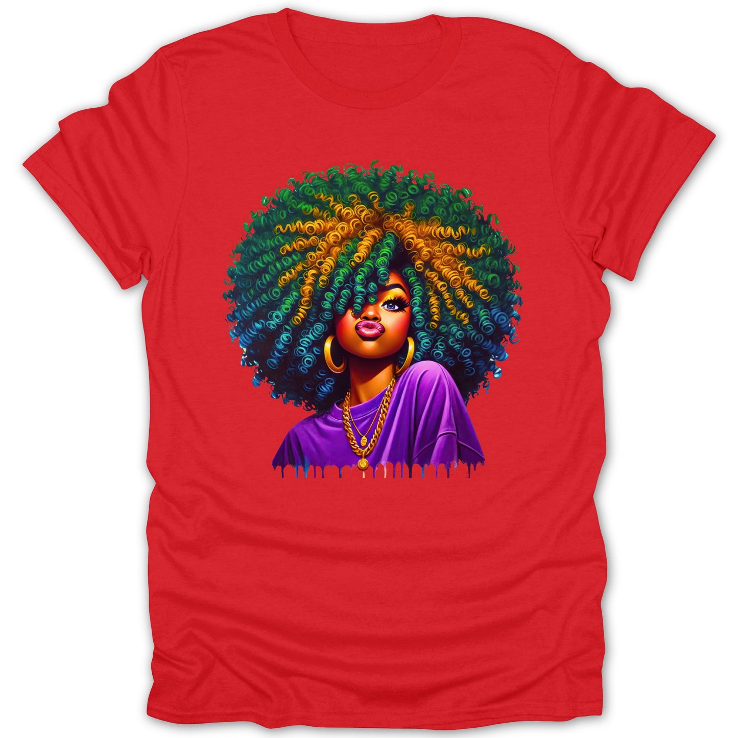 Colorful Afro Art Design on Red Shirt product