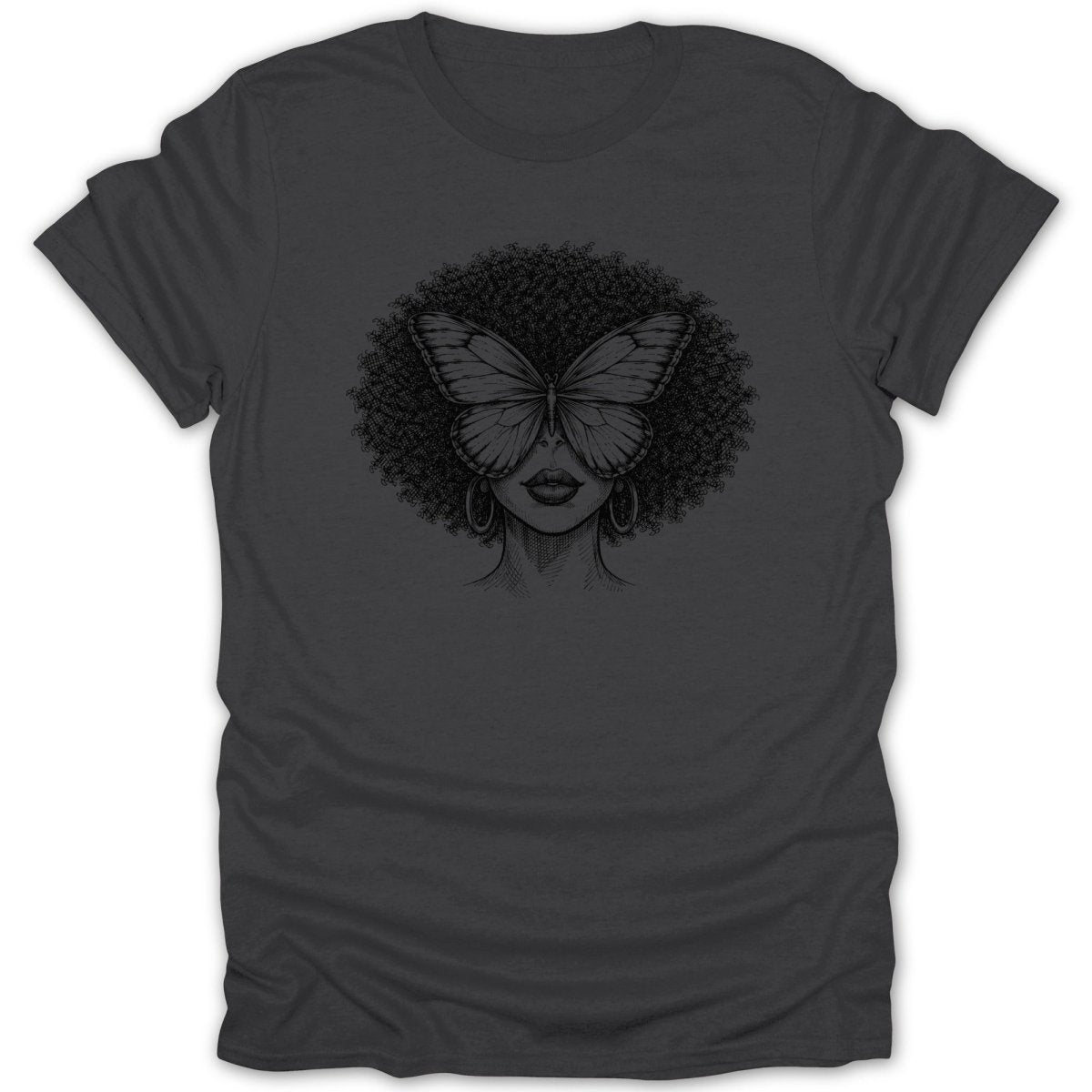 Afro Woman Butterfly Face Tee - Zion Threadz