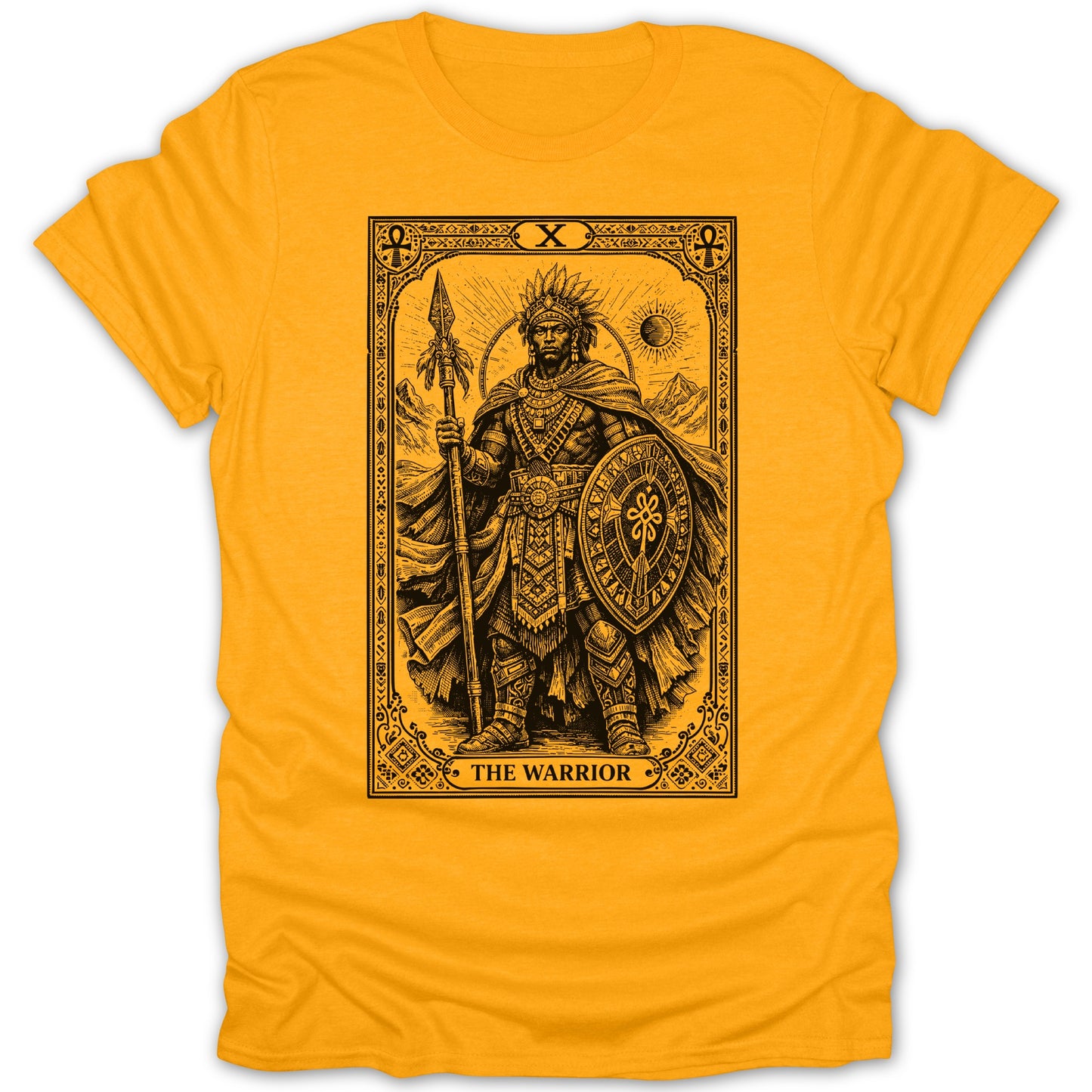 The Warrior Ancient Art Tarot Card Style Yellow product type
Warrior
Tarot Card
Ancient Design
Mystic Art
Graphic Tee
Spear Shield
Indigenous Warrior
Symbolic Print
Esoteric Clothing
Occult Fashion
Heroic Theme
Mountain Sun
Ankh Symbol
Roman X
Tribal Art
Fantasy Style
Unique Apparel
Yellow Top
Courage Strength
Bold Statement