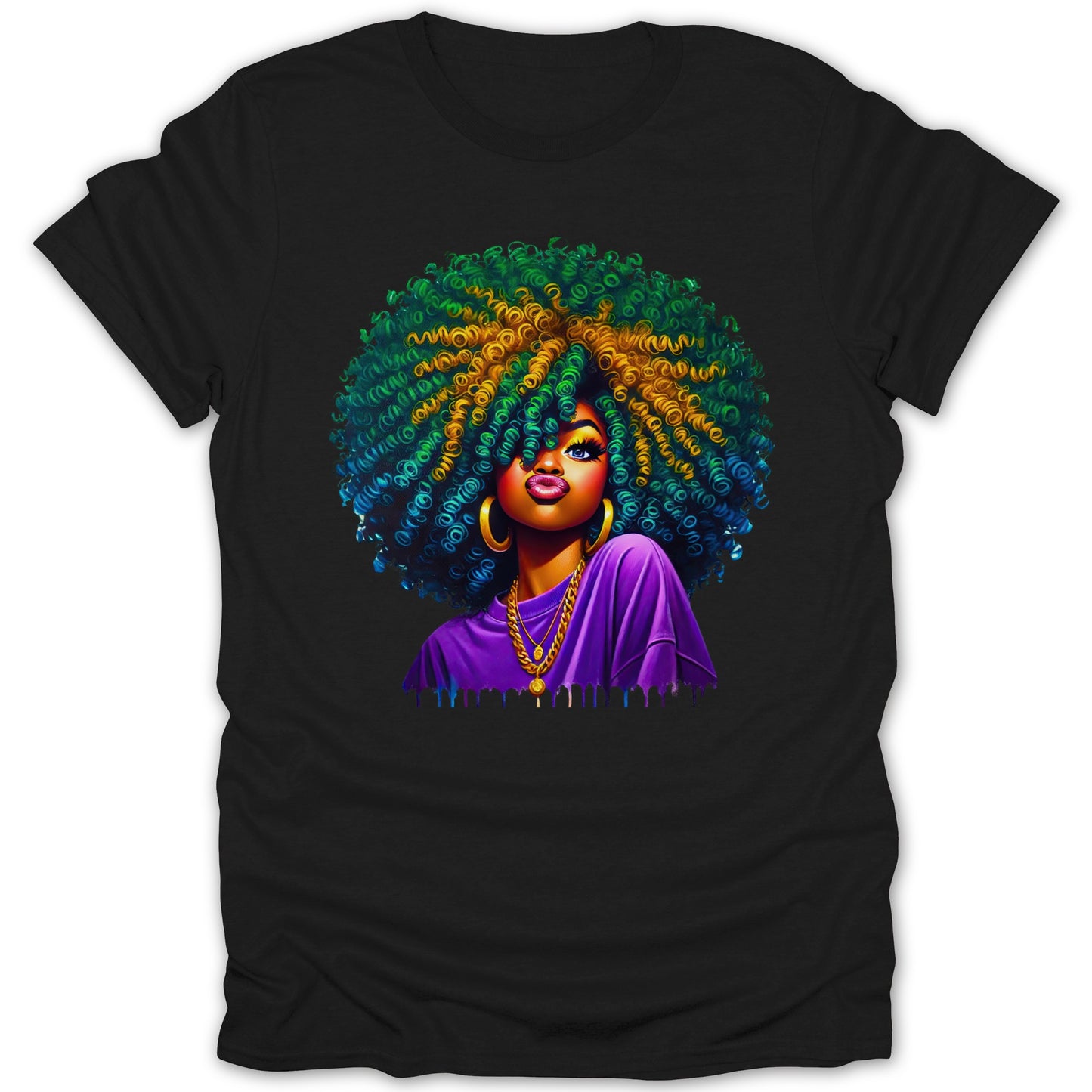 Colorful Artistic Afro Lady Graphic T-Shirt product type